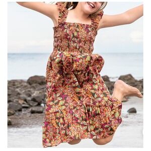 Crewcuts Girls Smocked Dress Ruffled Strap Floral Print Summer Casual Outfit